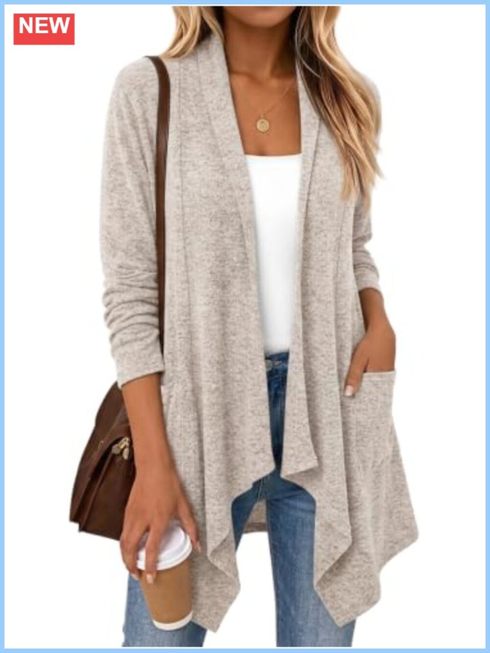 LILLUSORY Lightweight Open Front Cardigan Draped Knit Women's Fall